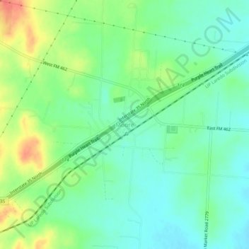 Topografische kaart Moore, hoogte, reliëf