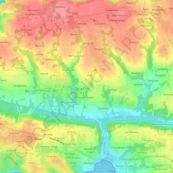 Topografische kaart Pont Avalou, hoogte, reliëf