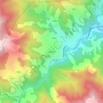 Topografische kaart Mogrovejo, hoogte, reliëf