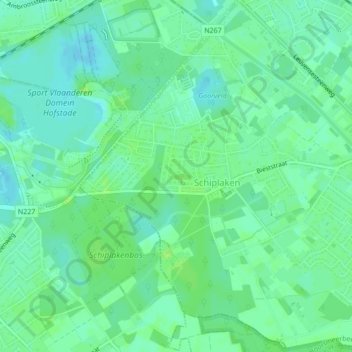 Topografische kaart Zevenbunder, hoogte, reliëf