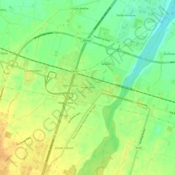 Topografische kaart Ponte Taro, hoogte, reliëf