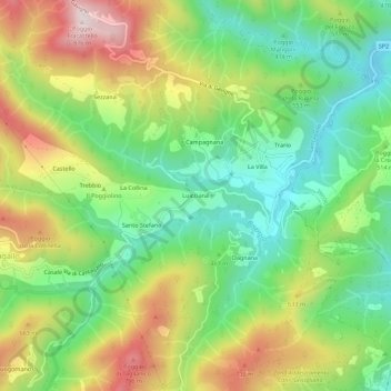 Topografische kaart Luicciana, hoogte, reliëf