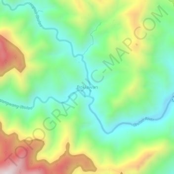 Topografische kaart Bokiawan, hoogte, reliëf