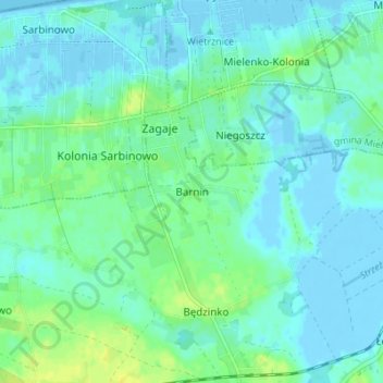Topografische kaart Barnin, hoogte, reliëf