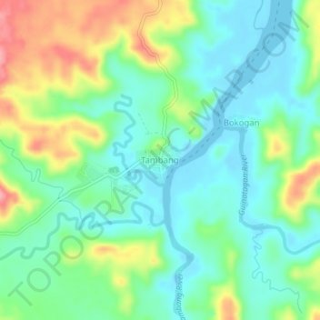 Topografische kaart Tambang, hoogte, reliëf