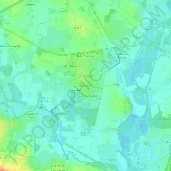 Topografische kaart La Scierie, hoogte, reliëf