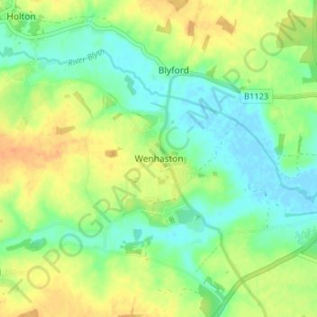 Topografische kaart Wenhaston, hoogte, reliëf