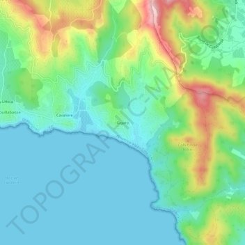 Topografische kaart Gigaro, hoogte, reliëf
