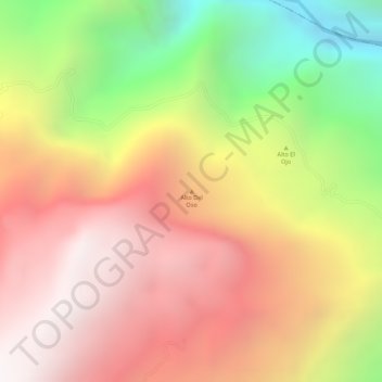 Topografische kaart Alto Del Oso, hoogte, reliëf