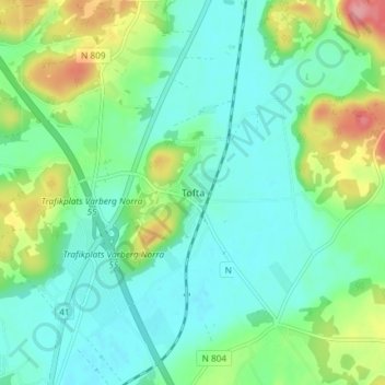 Topografische kaart Tofta, hoogte, reliëf
