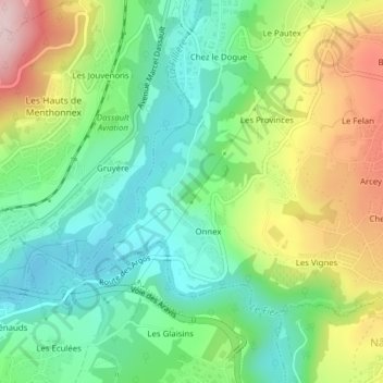 Topografische kaart Le Caton, hoogte, reliëf