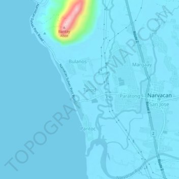 Topografische kaart Turod, hoogte, reliëf