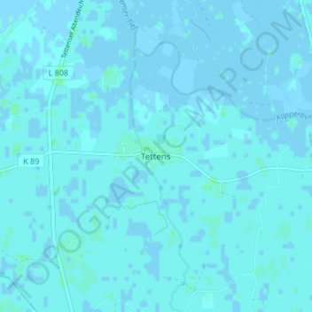 Topografische kaart Tettens, hoogte, reliëf
