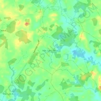 Topografische kaart Vda. Los Cedros, hoogte, reliëf