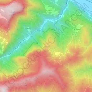 Topografische kaart Motrone, hoogte, reliëf