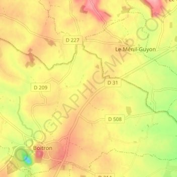 Topografische kaart Avé, hoogte, reliëf