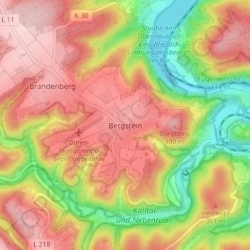 Topografische kaart Bergstein, hoogte, reliëf