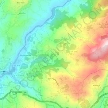 Topografische kaart Lufrei, hoogte, reliëf