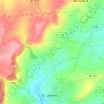 Topografische kaart La Croix Blanche, hoogte, reliëf
