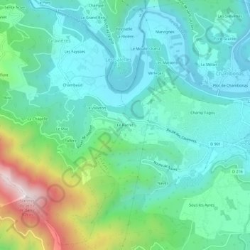 Topografische kaart Le Barret, hoogte, reliëf