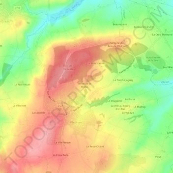 Topografische kaart La Motte, hoogte, reliëf