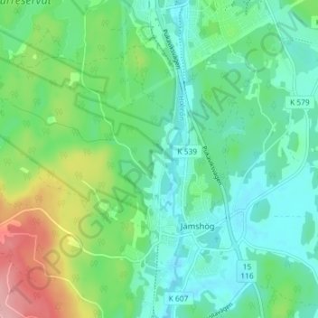 Topografische kaart Norra Rödhult, hoogte, reliëf