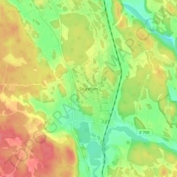 Topografische kaart Sturefors, hoogte, reliëf