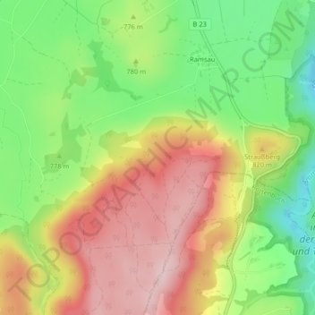 Topografische kaart Schnaidberg, hoogte, reliëf