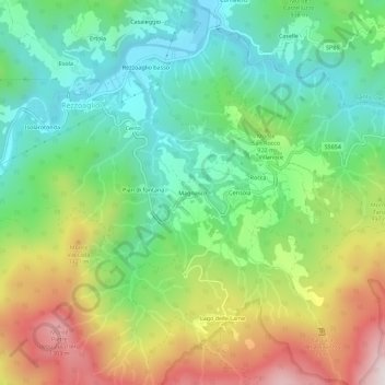 Topografische kaart Magnasco, hoogte, reliëf