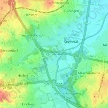 Topografische kaart Karoxbostel, hoogte, reliëf