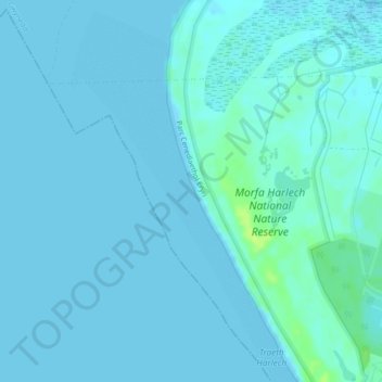Topografische kaart Morfa Harlech, hoogte, reliëf