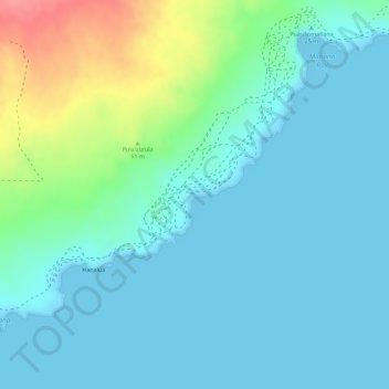 Topografische kaart Green Sand Spot, hoogte, reliëf