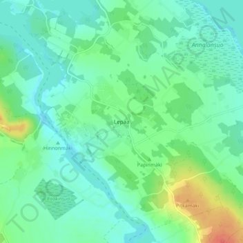 Topografische kaart Lepaa, hoogte, reliëf