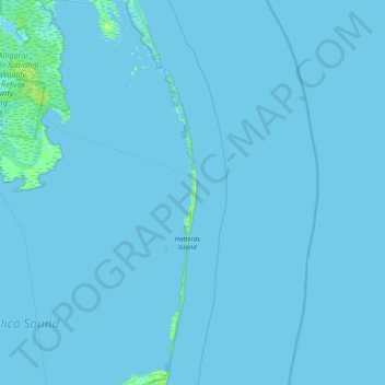 Topografische kaart Outer Banks, hoogte, reliëf