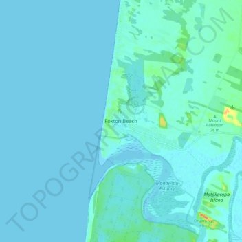 Topografische kaart Foxton Beach, hoogte, reliëf