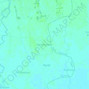 Topografische kaart Parmanandpur, hoogte, reliëf