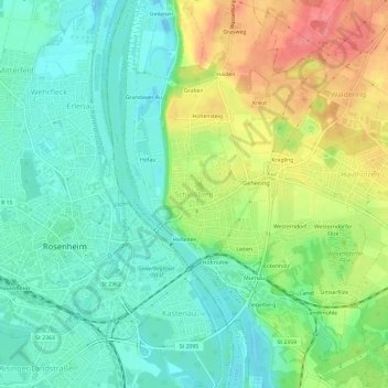 Topografische kaart Schloßberg, hoogte, reliëf