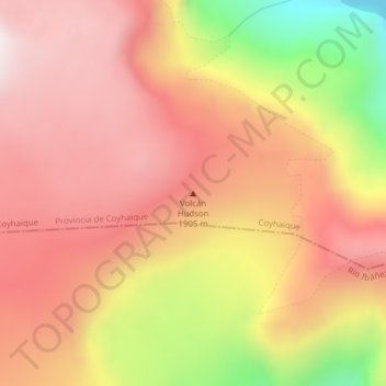 Topografische kaart Volcán Hudson, hoogte, reliëf