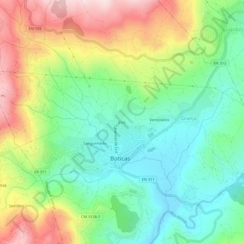 Topografische kaart Eiró, hoogte, reliëf