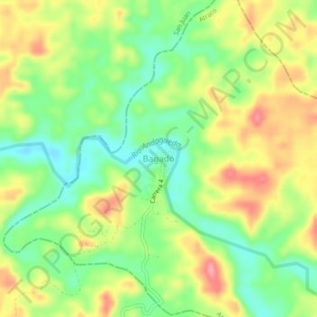 Topografische kaart Bagadó, hoogte, reliëf