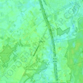 Topografische kaart Effen, hoogte, reliëf