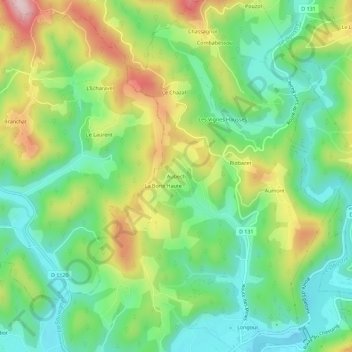 Topografische kaart Aubech, hoogte, reliëf