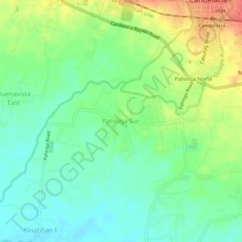 Topografische kaart Pahinga Sur, hoogte, reliëf