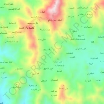 Topografische kaart `Abbar al Bunn, hoogte, reliëf