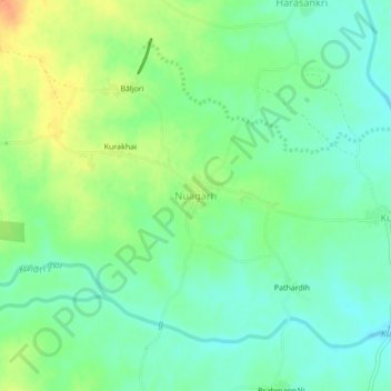 Topografische kaart Nuagarh, hoogte, reliëf