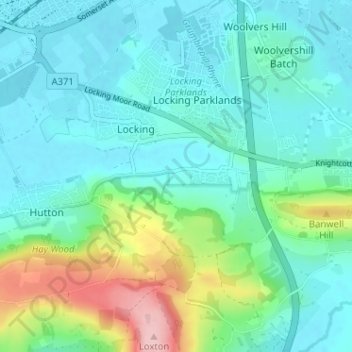 Topografische kaart Elborough, hoogte, reliëf