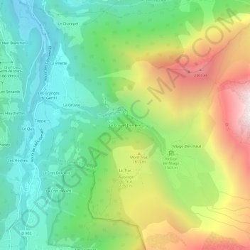 Topografische kaart Le Crouet Derriere, hoogte, reliëf