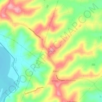 Topografische kaart Vaiano, hoogte, reliëf