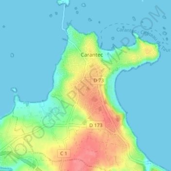 Topografische kaart Poullout, hoogte, reliëf