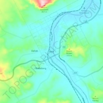 Topografische kaart York, hoogte, reliëf